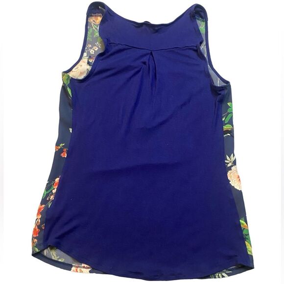 EXPRESS Navy Floral and Bird Print V-Neck Tank - Picture 4 of 6